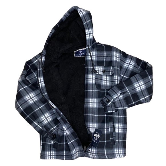 New Men Flannel Light Jacket Black - Picture 2 of 5